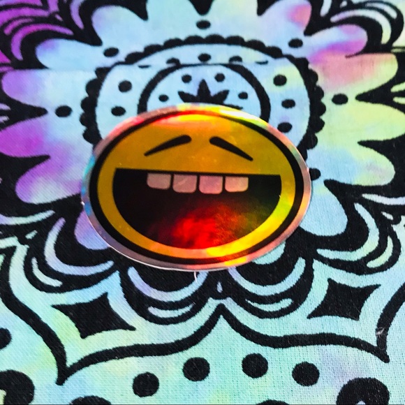 Smiley Metallic Prismatic Reflective Single Decor Sticker - Picture 2 of 12